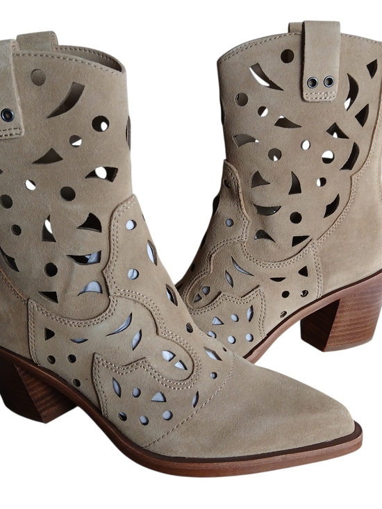 Dolce Vita Shoes - Dolce Vita Multiple Sizes Taupe Suede Cutout Western Heeled Boots New $65